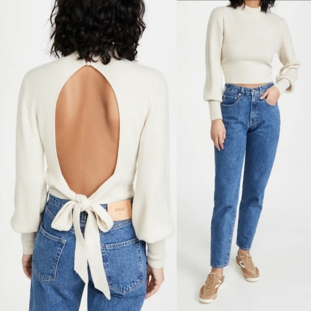 Reformation Osteria Open Back Cashmere Sweater Gossamer XL NWT
